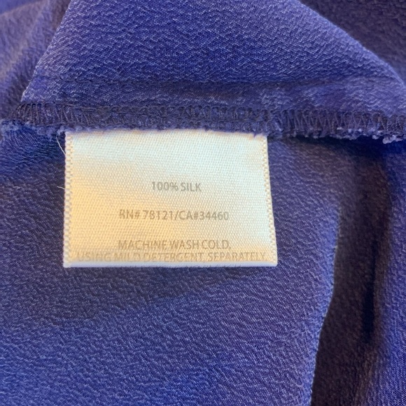 Eileen Fisher Royal Blue Long Sleeve Washed Silk Blouse To Women’s Large - Picture 7 of 7